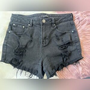 Almost Famous Black Ripped High-Rise Denim Shorts